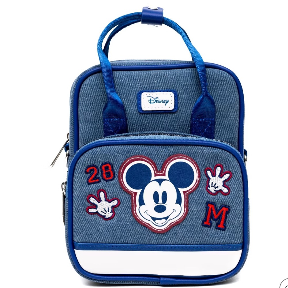Mickey Mouse Varsity Denim Blue Crossbody Bag